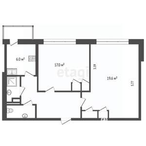 2-к квартира, вторичка, 49м2, 6/9 этаж