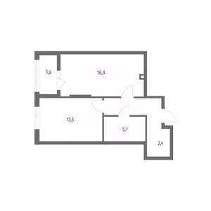 1-к квартира, строящийся дом, 46м2, 1/8 этаж