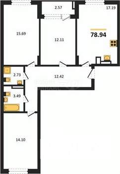1-к квартира, вторичка, 39м2, 3/9 этаж