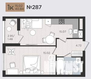 1-к квартира, строящийся дом, 41м2, 4/10 этаж