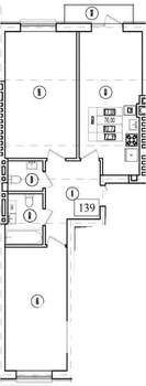 2-к квартира, строящийся дом, 71м2, 6/9 этаж