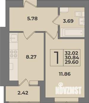 1-к квартира, вторичка, 32м2, 9/9 этаж