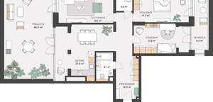3-к квартира, сданный дом, 124м2, 2/12 этаж