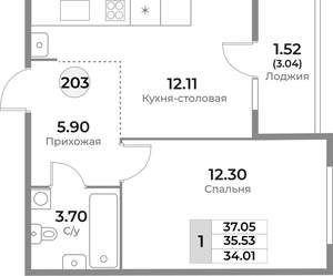 1-к квартира, вторичка, 36м2, 6/10 этаж