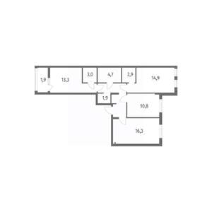 3-к квартира, строящийся дом, 78м2, 4/8 этаж