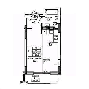 Студия квартира, вторичка, 33м2, 4/9 этаж