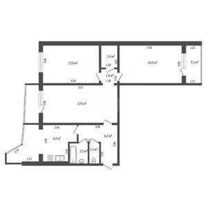 3-к квартира, вторичка, 64м2, 10/10 этаж