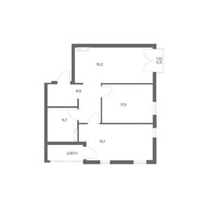 2-к квартира, строящийся дом, 59м2, 6/18 этаж