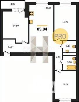 3-к квартира, вторичка, 87м2, 8/8 этаж