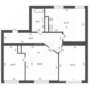 2-к квартира, вторичка, 67м2, 2/4 этаж