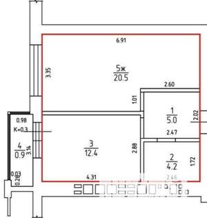 1-к квартира, вторичка, 43м2, 7/10 этаж