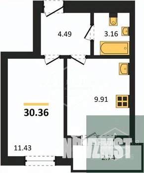 1-к квартира, вторичка, 30м2, 4/9 этаж