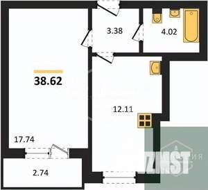 1-к квартира, вторичка, 39м2, 2/9 этаж
