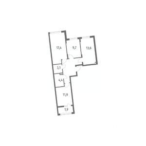 3-к квартира, вторичка, 74м2, 2/8 этаж