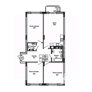 3-к квартира, вторичка, 93м2, 2/9 этаж