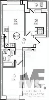 2-к квартира, вторичка, 55м2, 2/9 этаж