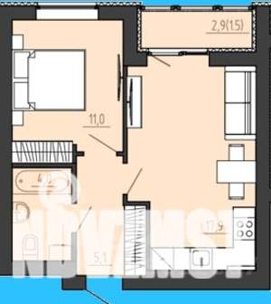 1-к квартира, вторичка, 41м2, 1/8 этаж