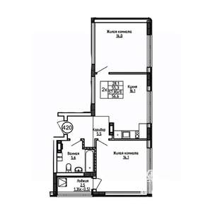 2-к квартира, вторичка, 57м2, 8/9 этаж