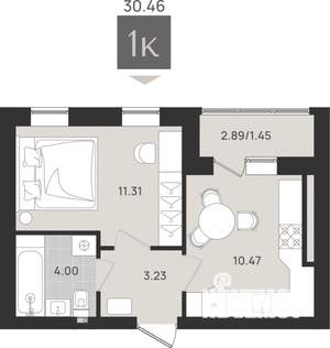 1-к квартира, вторичка, 30м2, 6/9 этаж