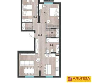 2-к квартира, сданный дом, 91м2, 1/8 этаж