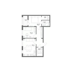 2-к квартира, строящийся дом, 62м2, 5/8 этаж