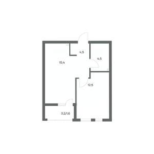 1-к квартира, строящийся дом, 39м2, 1/18 этаж