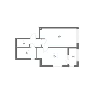 1-к квартира, строящийся дом, 48м2, 5/8 этаж