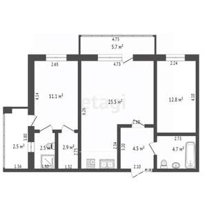 2-к квартира, вторичка, 75м2, 2/3 этаж