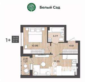 1-к квартира, вторичка, 35м2, 4/9 этаж