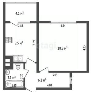 1-к квартира, вторичка, 38м2, 5/12 этаж