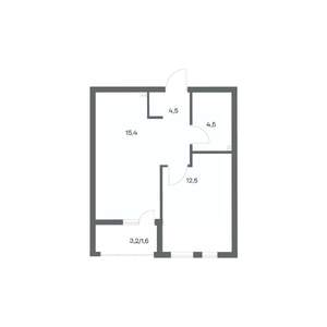 1-к квартира, строящийся дом, 39м2, 2/18 этаж