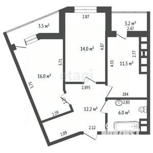 2-к квартира, вторичка, 64м2, 9/12 этаж