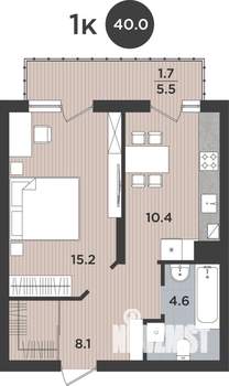 1-к квартира, вторичка, 40м2, 1/9 этаж