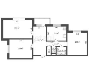3-к квартира, вторичка, 74м2, 9/9 этаж