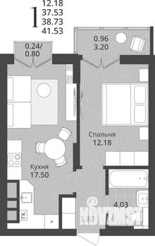 1-к квартира, строящийся дом, 39м2, 9/9 этаж