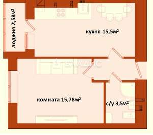 1-к квартира, вторичка, 40м2, 1/10 этаж