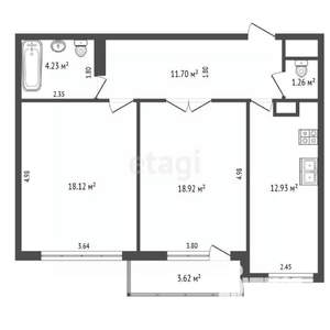 2-к квартира, вторичка, 67м2, 6/10 этаж