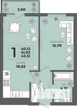 1-к квартира, вторичка, 41м2, 5/8 этаж