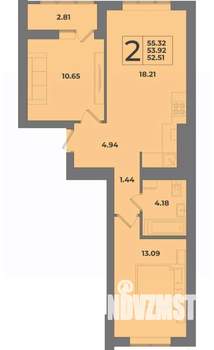 2-к квартира, вторичка, 55м2, 3/8 этаж