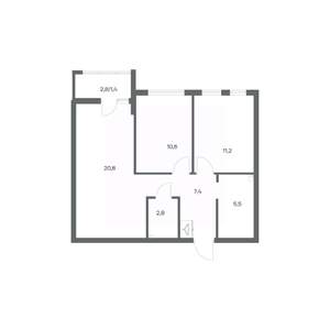 2-к квартира, строящийся дом, 60м2, 8/18 этаж
