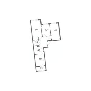 3-к квартира, вторичка, 74м2, 4/8 этаж