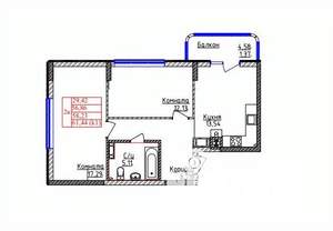 2-к квартира, строящийся дом, 58м2, 1/9 этаж