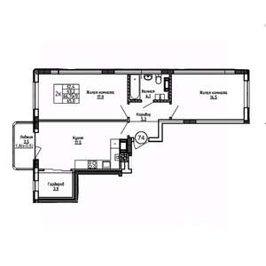 2-к квартира, вторичка, 65м2, 3/9 этаж