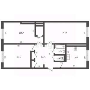 3-к квартира, вторичка, 62м2, 1/5 этаж