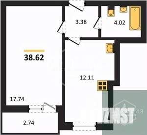 1-к квартира, вторичка, 39м2, 6/9 этаж