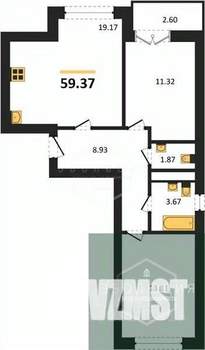 2-к квартира, вторичка, 59м2, 8/9 этаж
