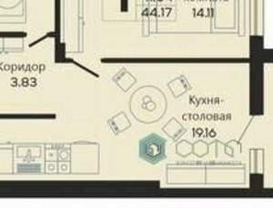 1-к квартира, вторичка, 41м2, 2/10 этаж