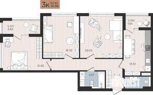 3-к квартира, строящийся дом, 91м2, 4/10 этаж