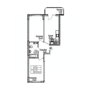 2-к квартира, вторичка, 57м2, 4/9 этаж