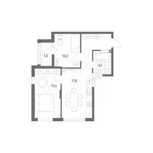 2-к квартира, строящийся дом, 58м2, 4/8 этаж